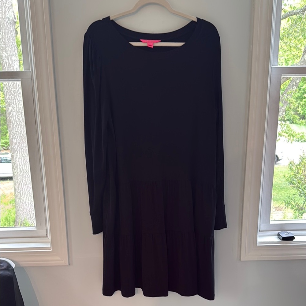 Lilly Pulitzer Black Tiered Long Sleeve Dress